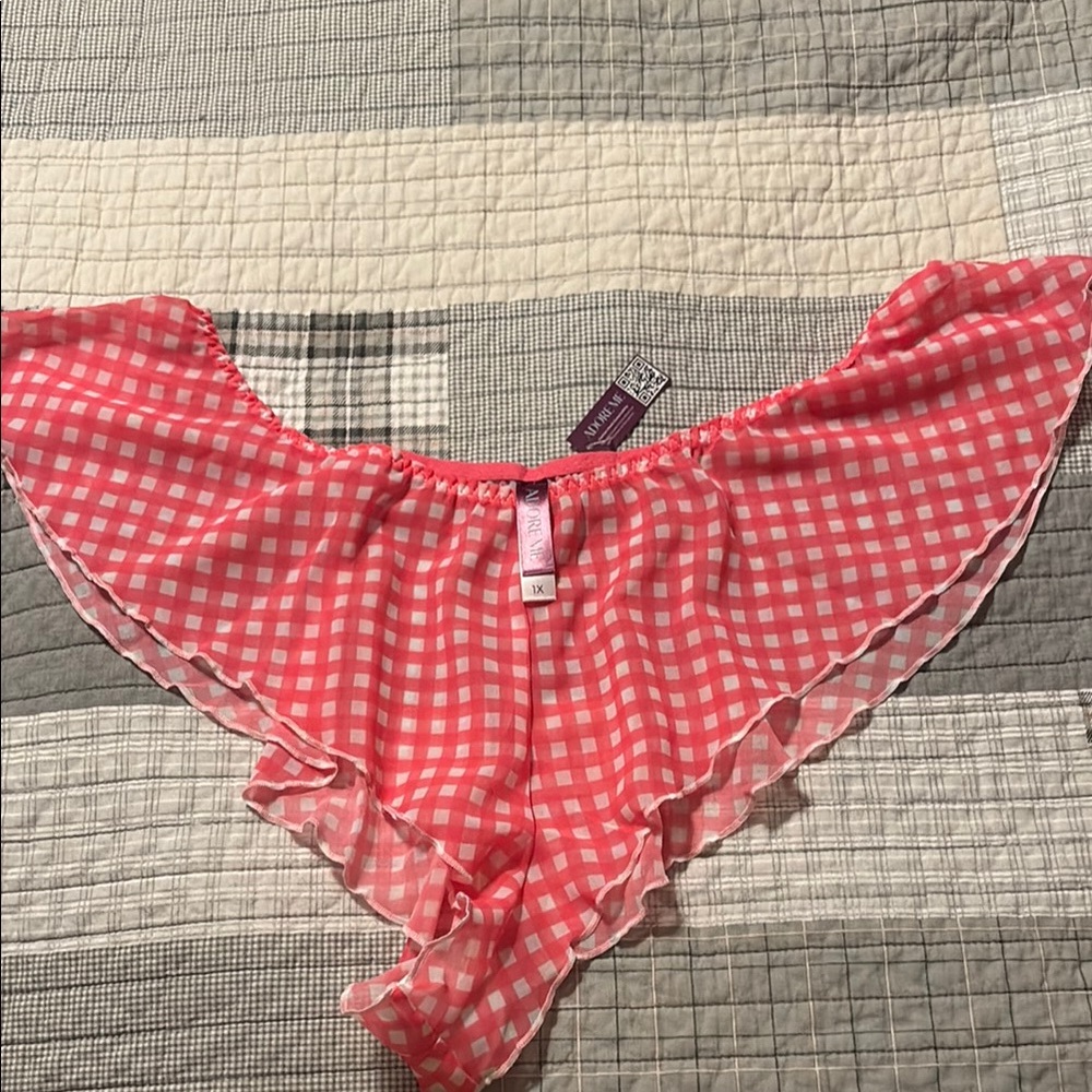 Adore Me Pink and White Flared Skirt